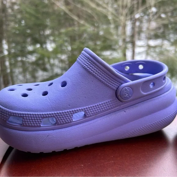 Crocs Kids Platform Clogs Lavender Purple | Size J1 | Jellyfish Charm - Picture 7 of 10